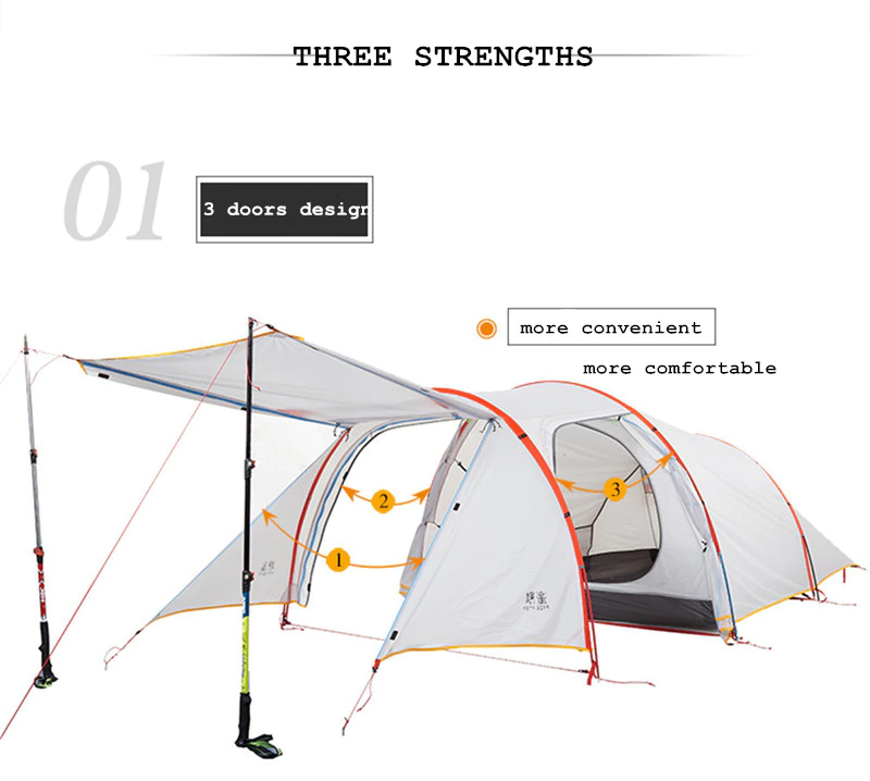Cheap Goat Tents ASTA GEAR Outdoor 3 Person Tunnel Tent  Rainproof Large Space Family Camping Equipment   